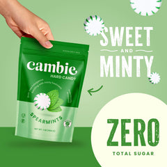 Cambie spearmint hard candy surface texture close-up highlighting long-lasting dissolve