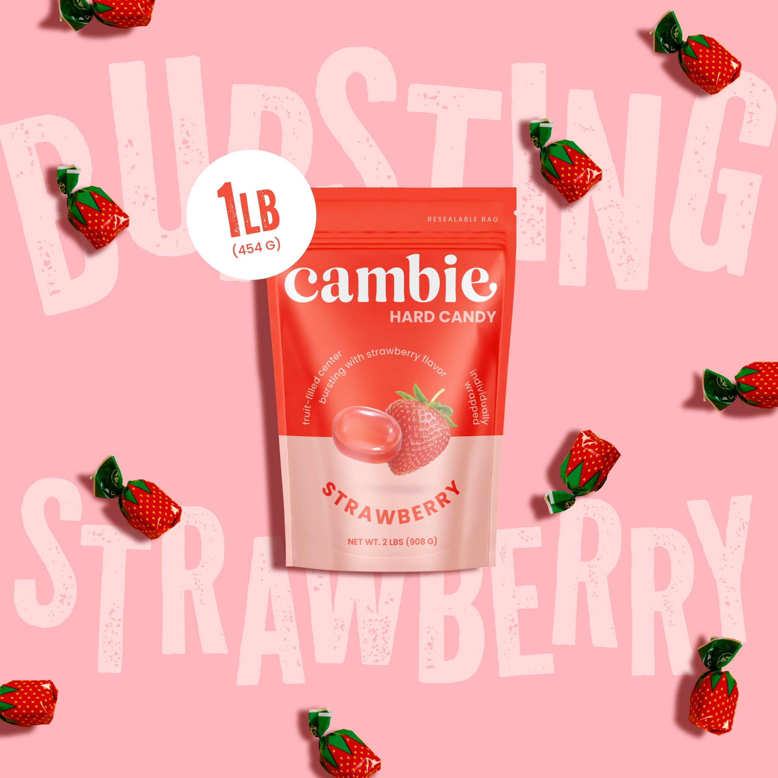 Cambie individually wrapped candy in hand showing portable hygienic convenience