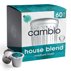 Cambio Roasters front box showing recyclable aluminum pods and eco benefits