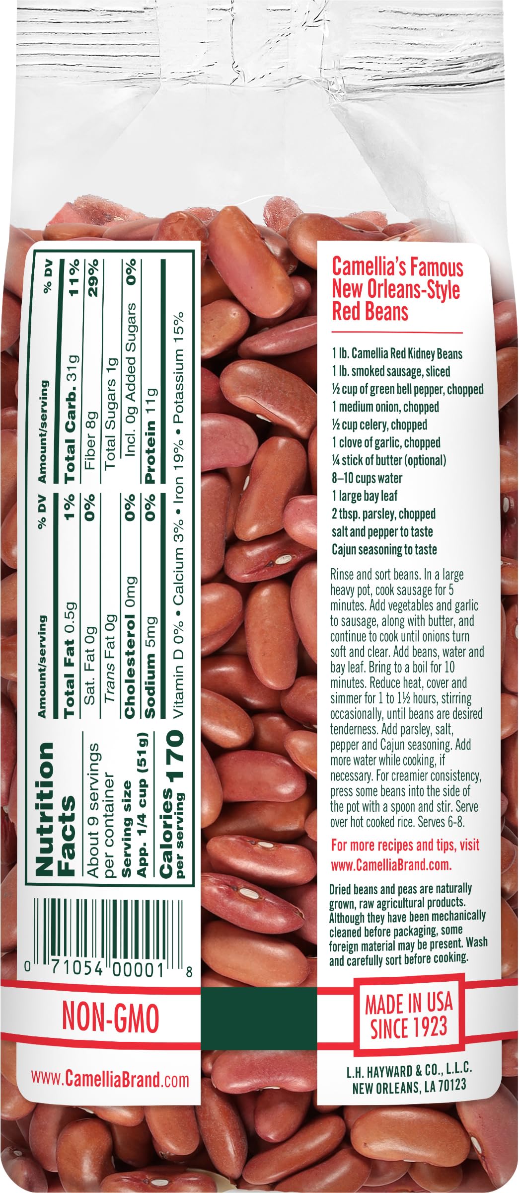 Camellia Brand close-up of red kidney beans texture and color for consistent cooking