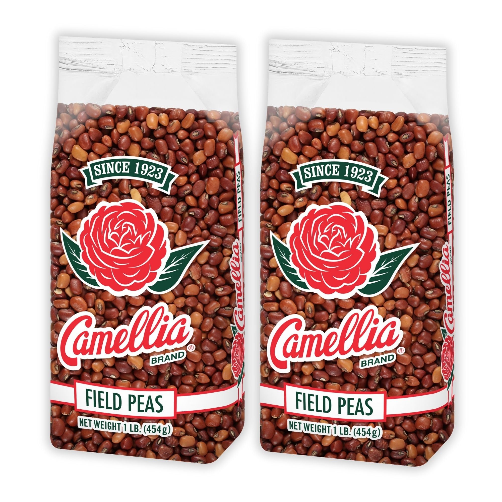 Camellia Brand front packaging showing two one-pound bags and clear branding benefit pantry-ready quality