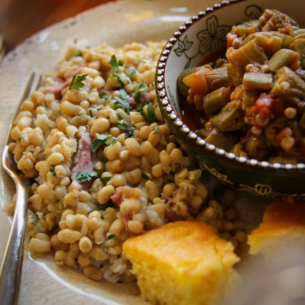 Camellia Brand ingredient spread with peas highlighting versatility