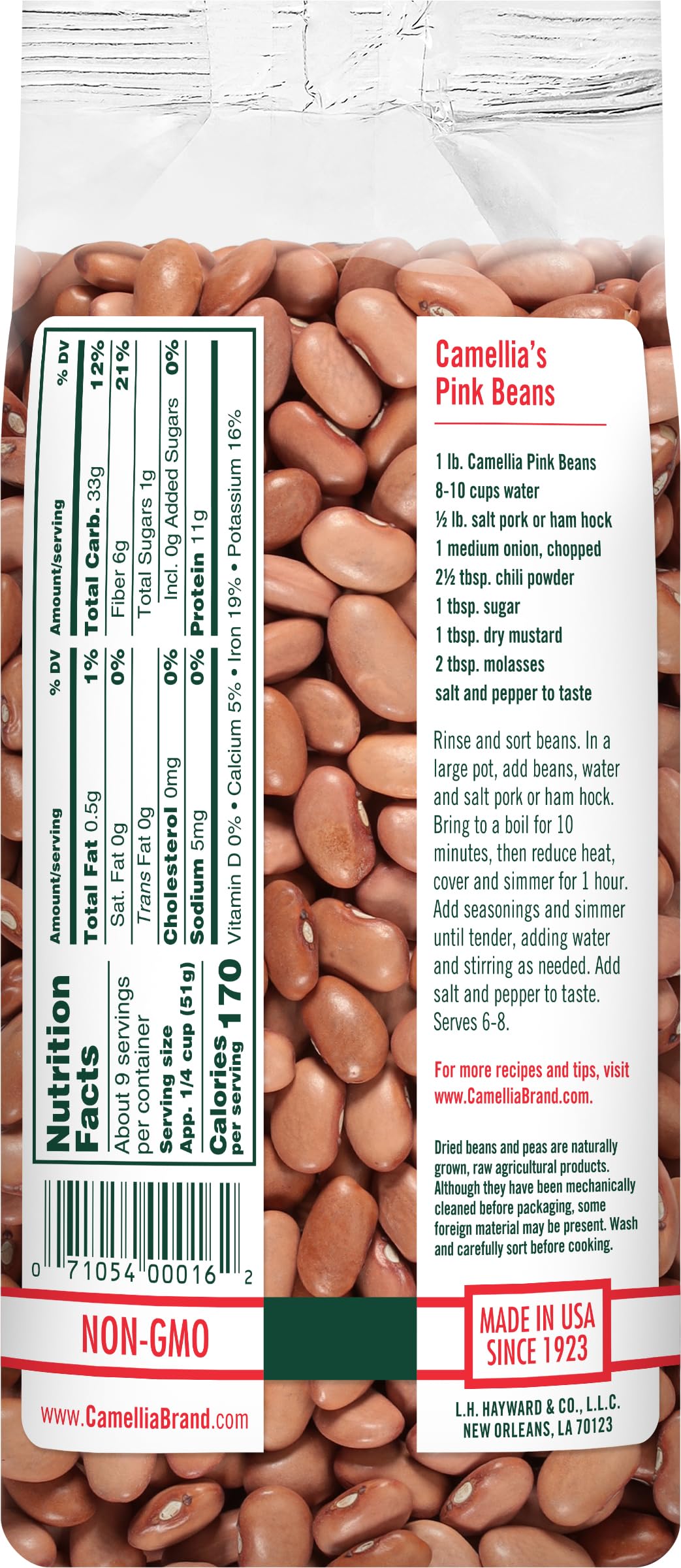 Camellia Brand cooked pink beans in bowl illustrating creamy texture and hearty meal appeal