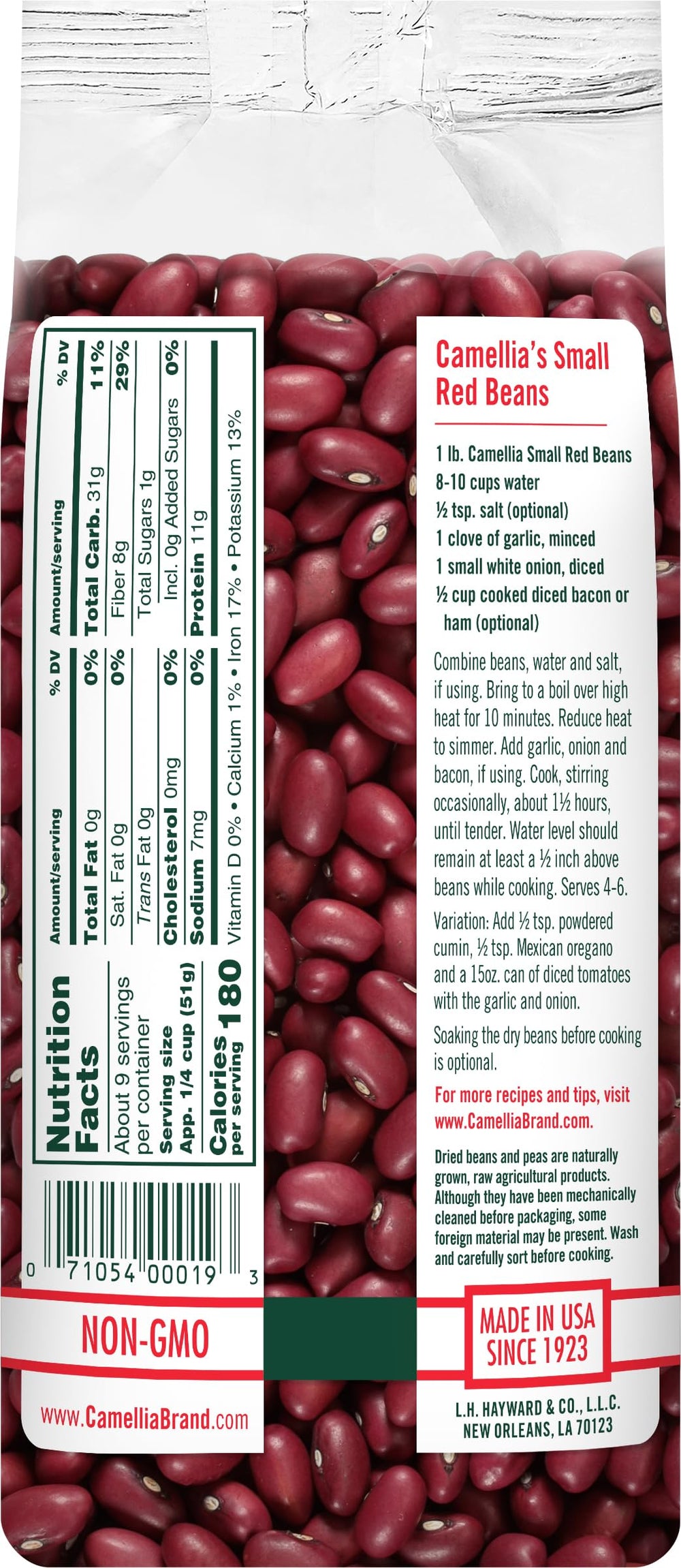 Camellia Brand cooked beans in Jamaican rice and peas showing authentic Caribbean flavor