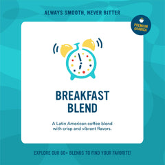 Cameron's Coffee bag label close-up highlighting blend and responsibly sourced claim