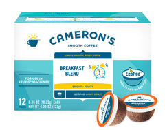 Cameron's Coffee pod inserted in Keurig 2.0 brewer demonstrating convenient single-serve brewing