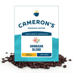 Cameron's Coffee front bag view showing packaging and 4 lb supply benefit