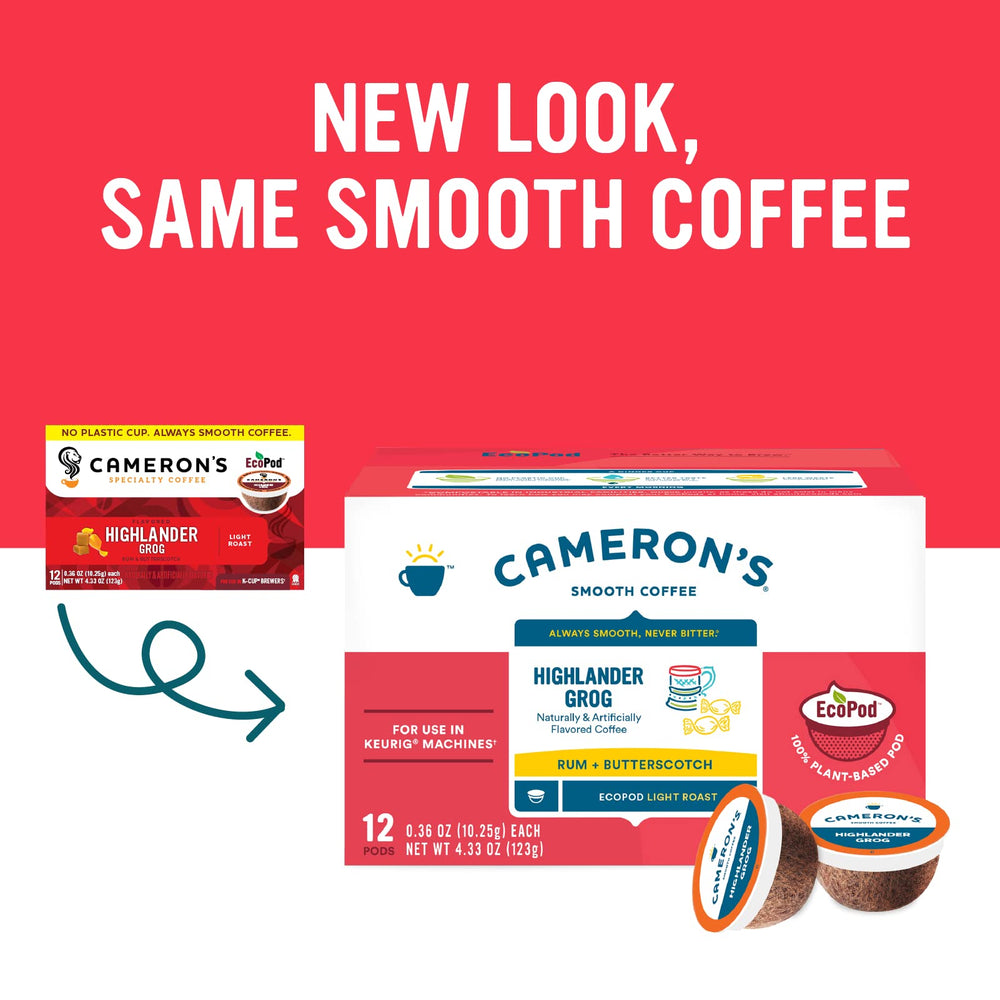 Cameron's Coffee closeup of compostable pod filter, shows natural filter and brewing benefit