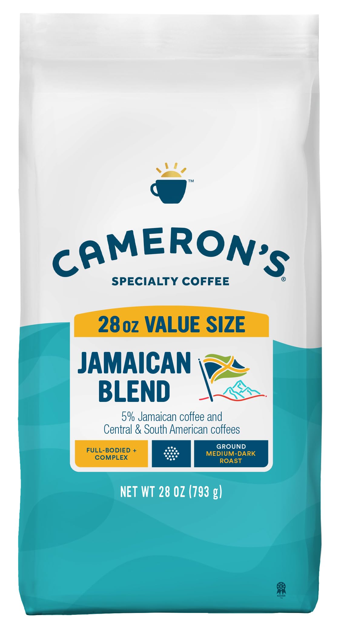 Cameron's bag front view showing Jamaican Blend label and bold packaging benefit