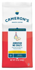 Cameron's Coffee front package showing flavor and 12-ounce size, attractive shelf appeal