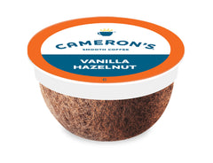 Cameron's Coffee front packaging showing 12 pods and flavor benefits