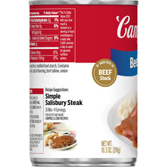 Campbell's beef gravy cans stacked in pantry demonstrating bulk convenience