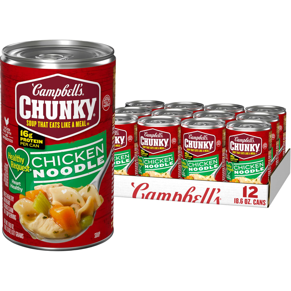 Campbell's Chunky front can showing label and serving suggestion benefit convenience