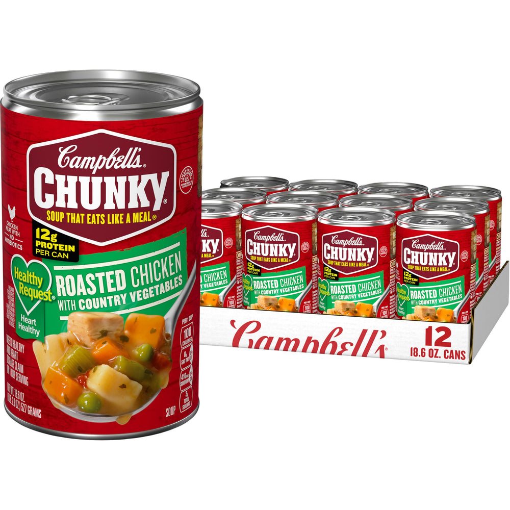 Campbell’s Chunky front of can showing product label and hearty appeal