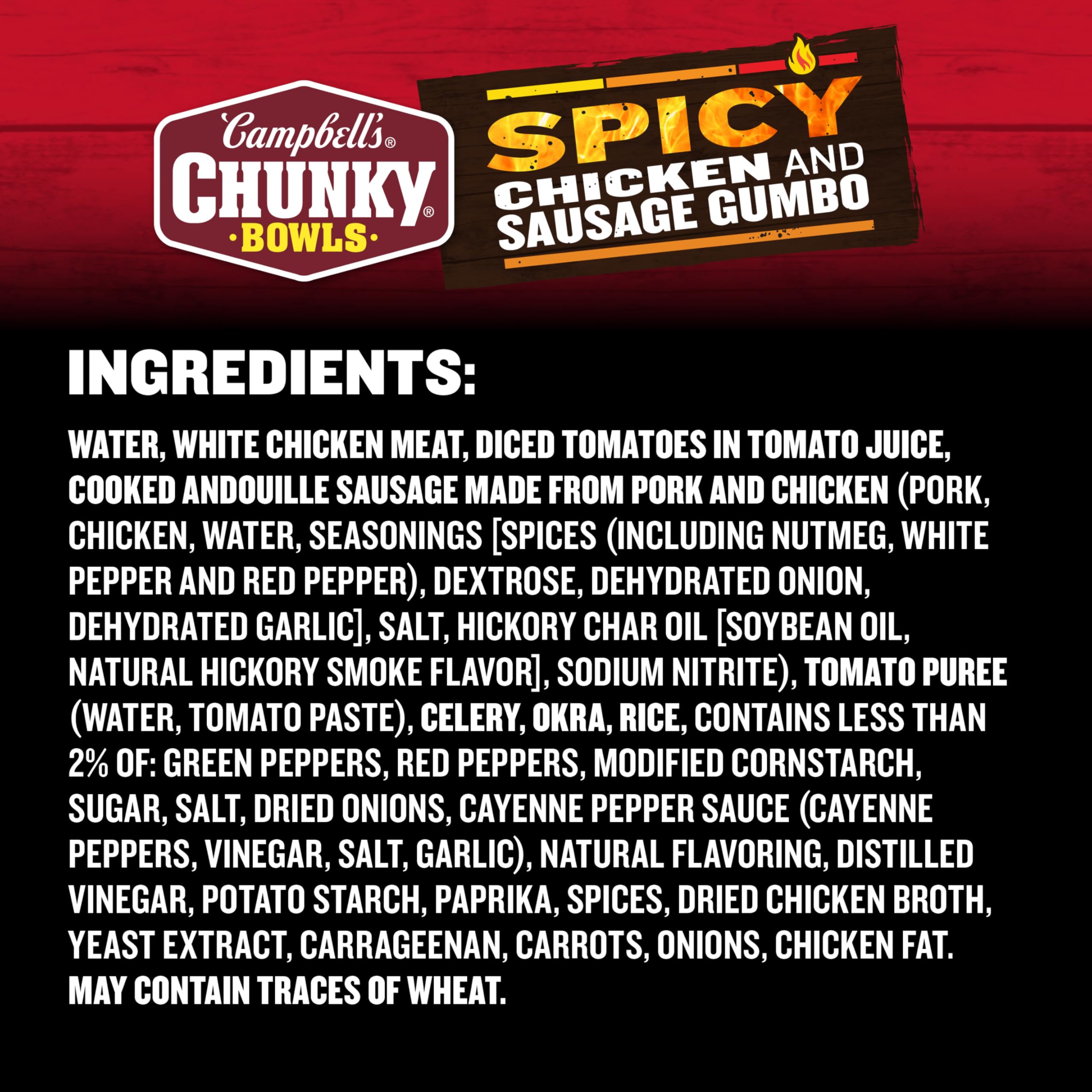Detail of chicken and Andouille sausage pieces highlighting Campbell's flavor and satisfying protein