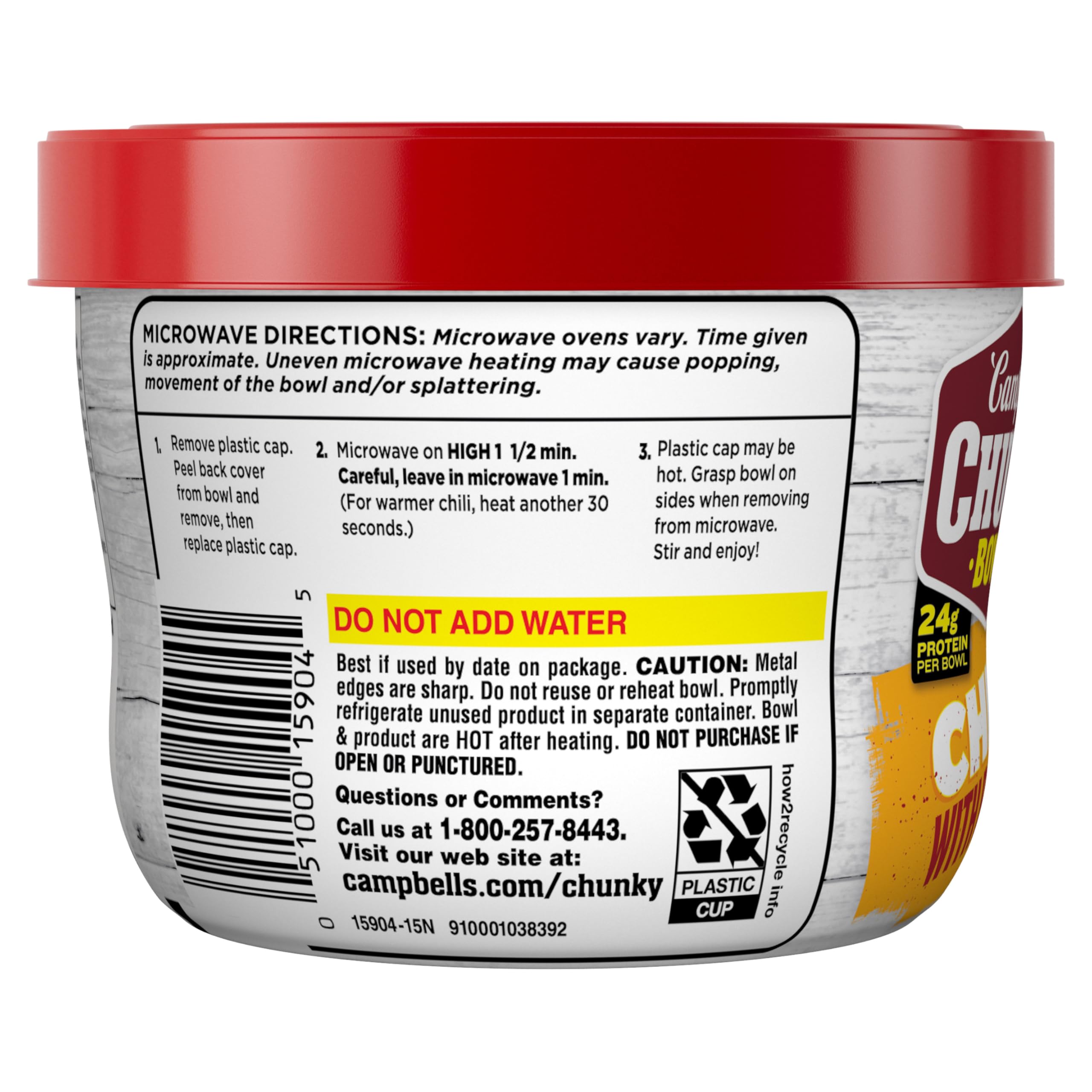 Hand holding Campbell’s Chunky bowl to show portion size and grab-and-go convenience