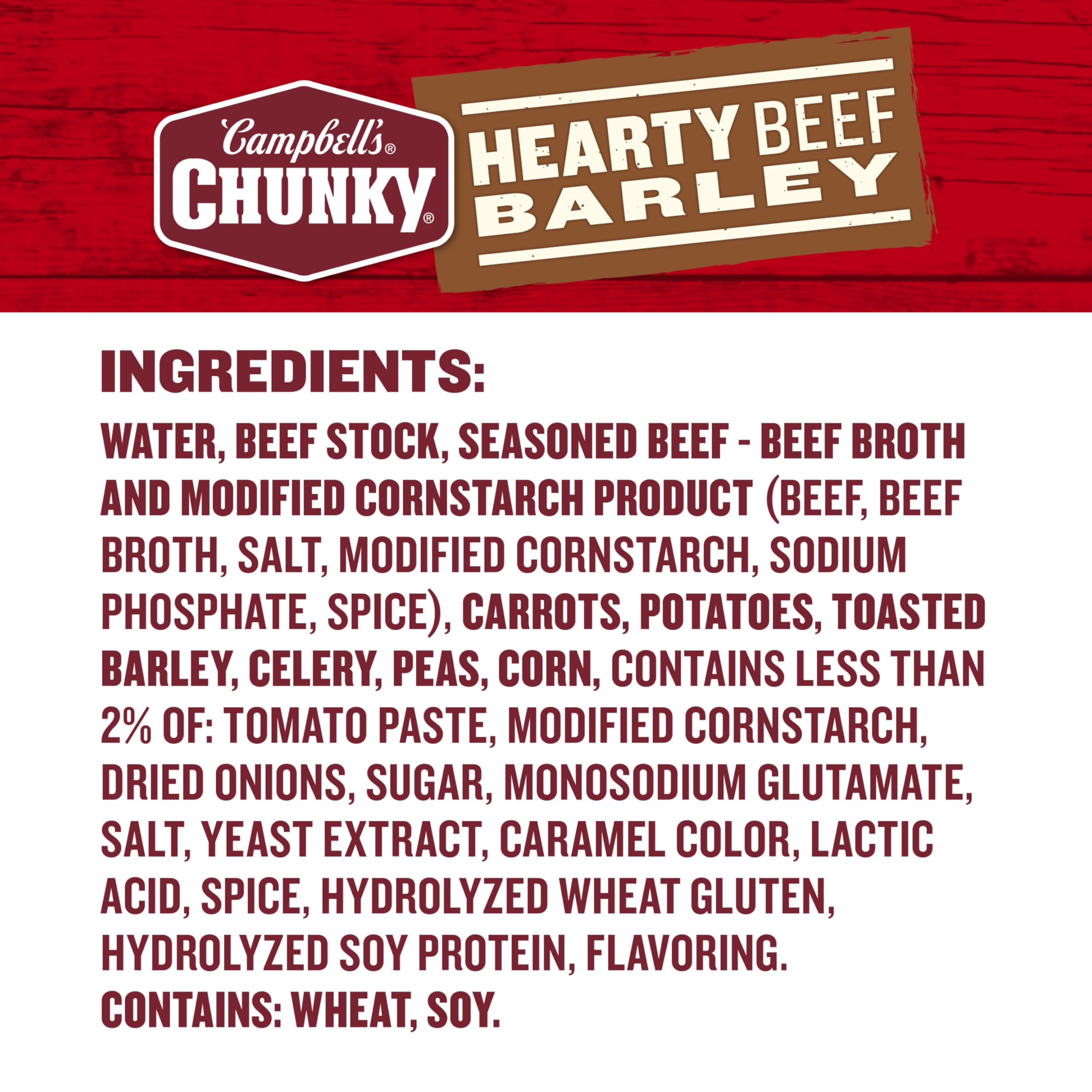 Campbell’s Chunky lid and nutrition panel view for easy reference and quick facts