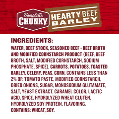 Campbell’s Chunky lid and nutrition panel view for easy reference and quick facts
