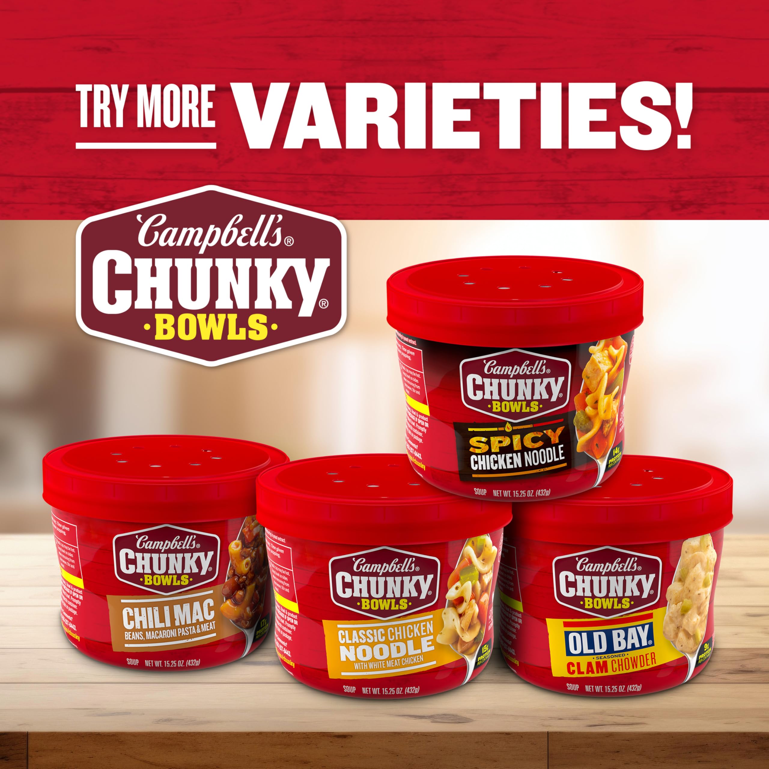 Campbell’s Chunky served on a desk lunch setting showing speedy-meal benefit