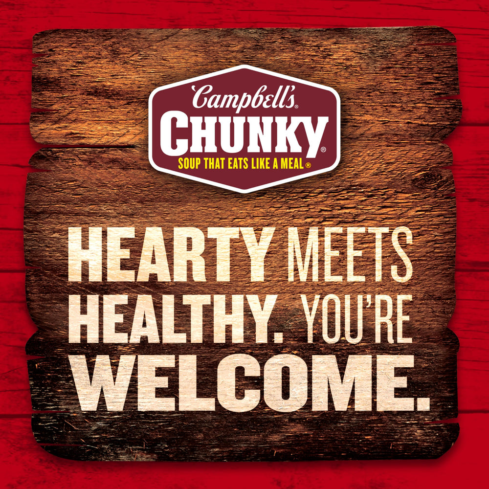 Campbell’s Chunky nutrition label close-up showing protein and ingredient details
