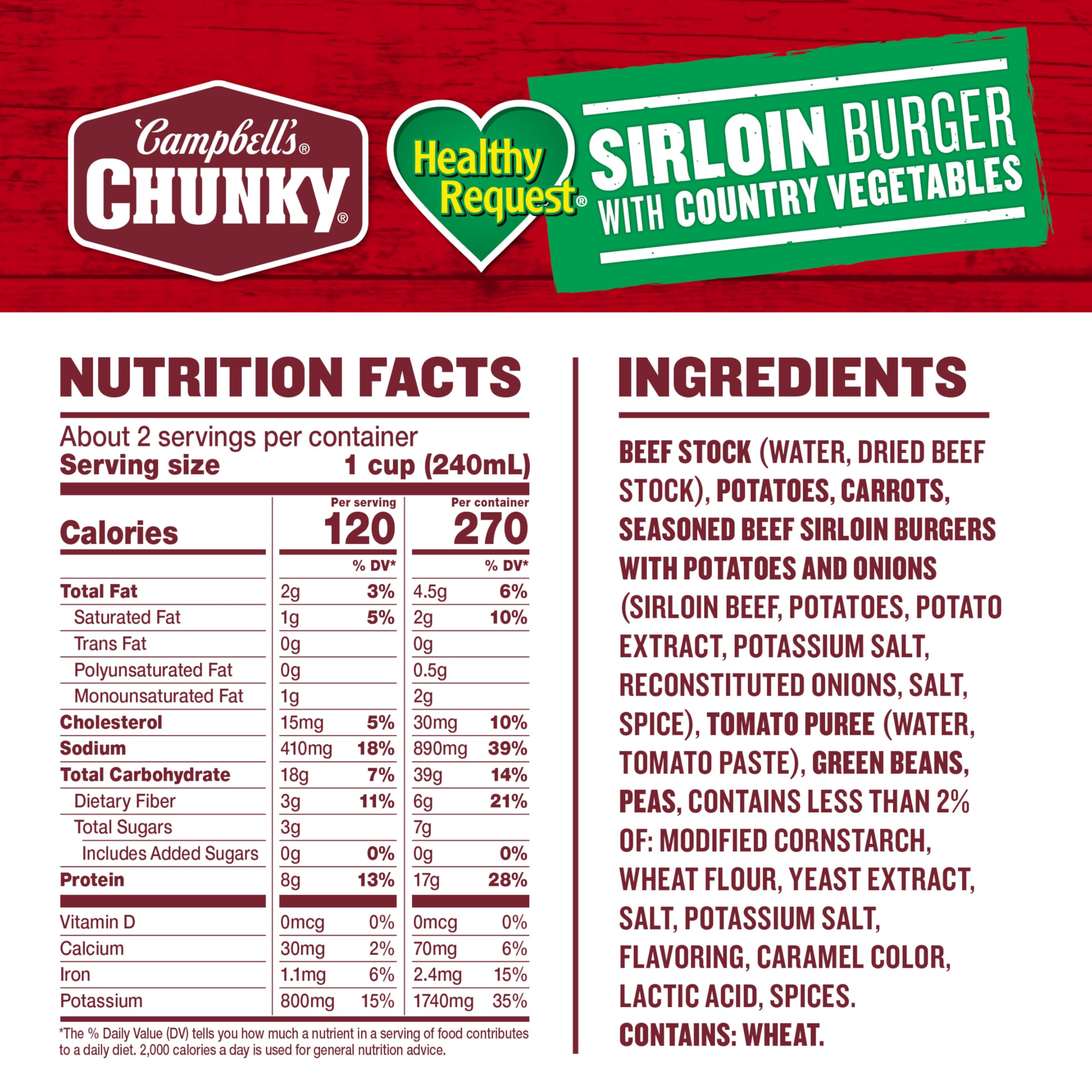Campbell’s Chunky open can revealing hearty beef, potatoes and vegetables