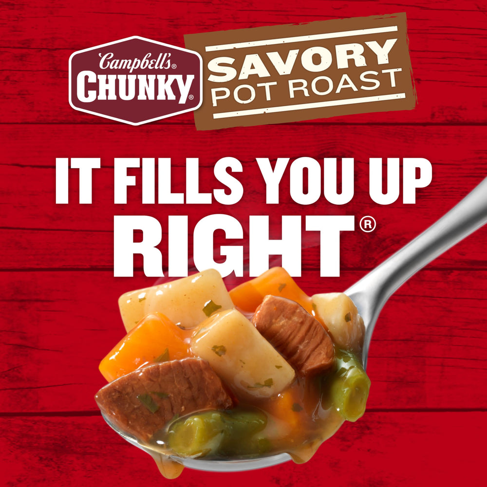 Campbell’s Chunky can beside a hand for scale, single-serving portion clarity