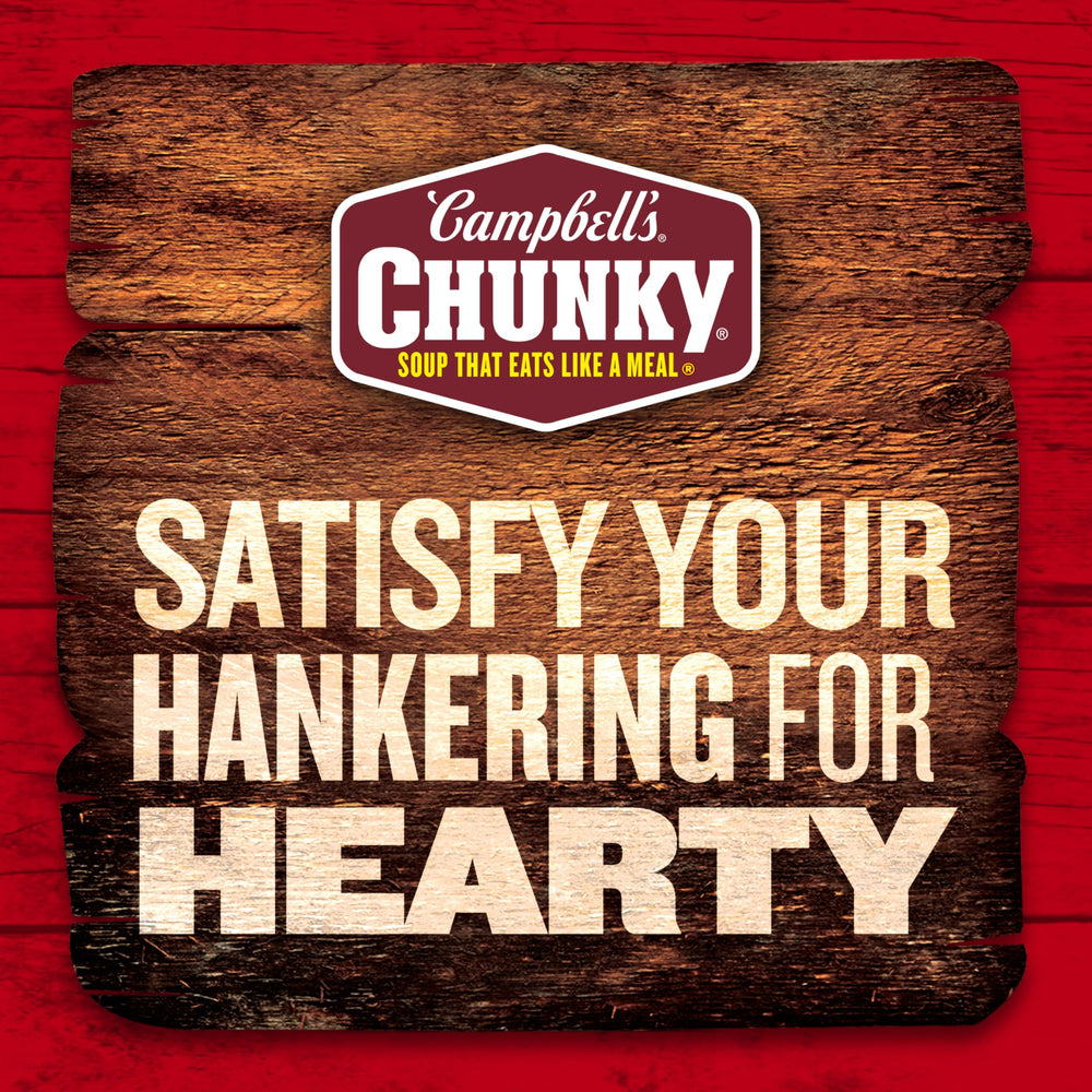 Stacked Campbell’s Chunky cans as a case, ideal bulk pantry or group meals