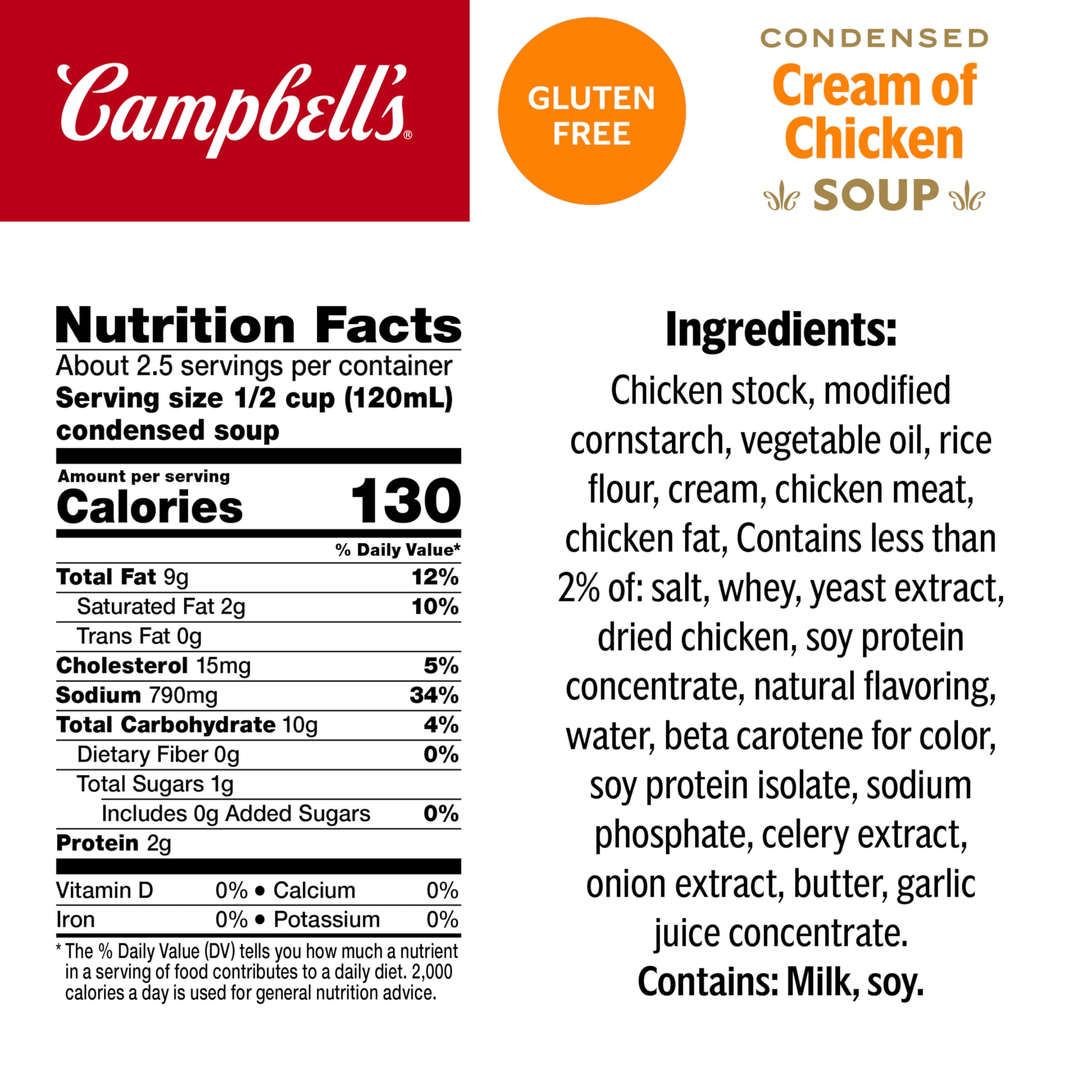 Campbell's close-up label showing gluten free claim and ingredient clarity
