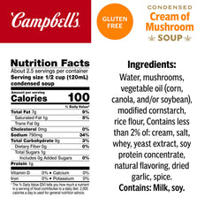 Campbell's closeup label highlighting ingredients and gluten-free benefit