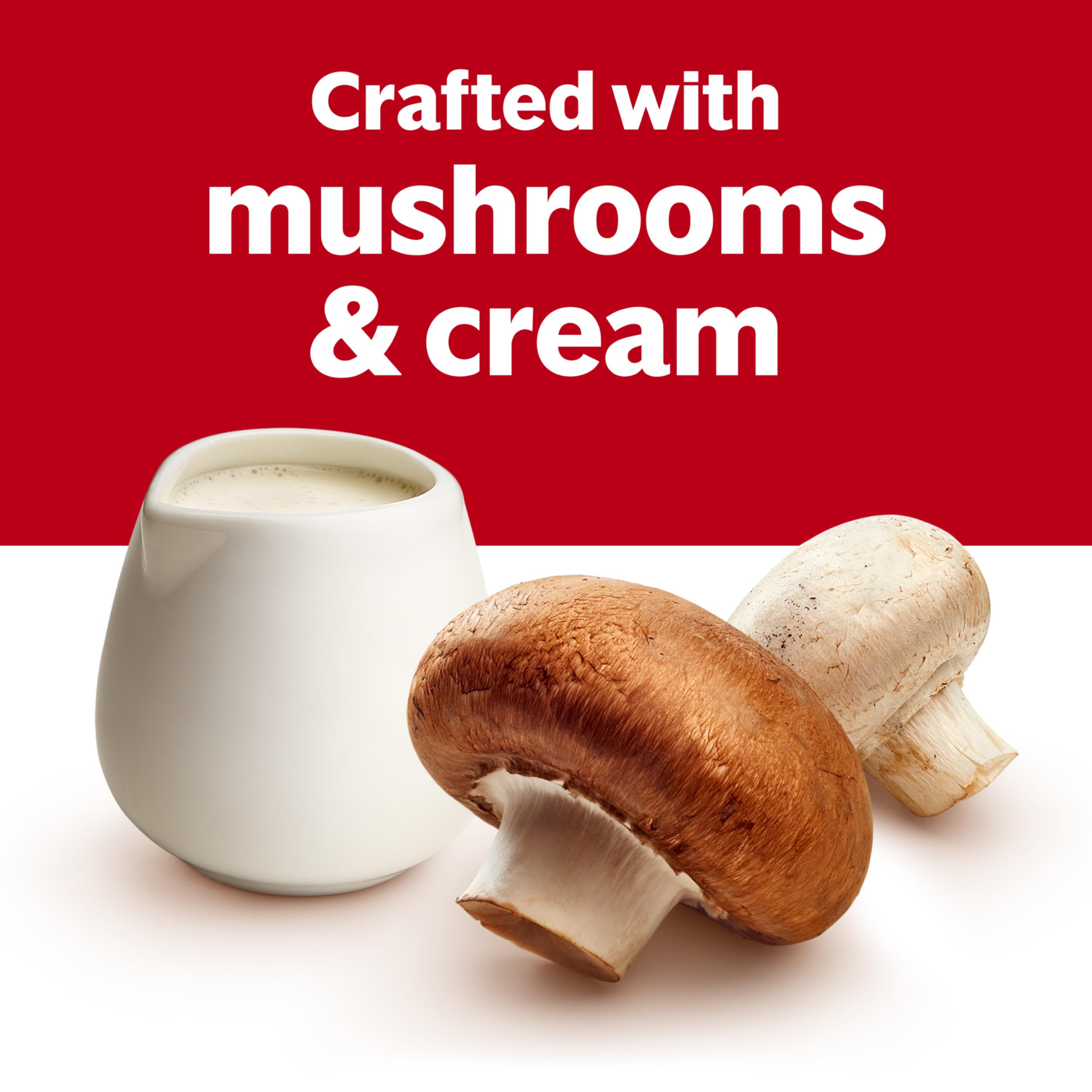 Campbell's creamy mushroom soup in bowl ready to eat for quick meals