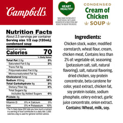 Campbell's open-can top view showing condensed soup texture, easy-meal preparation benefit