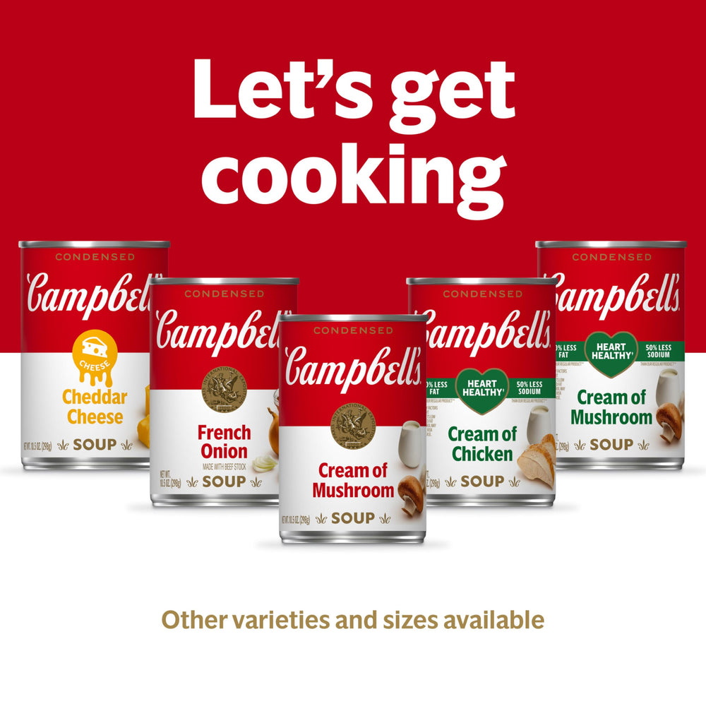 Campbell's soup served on kitchen table illustrating easy family meal benefit