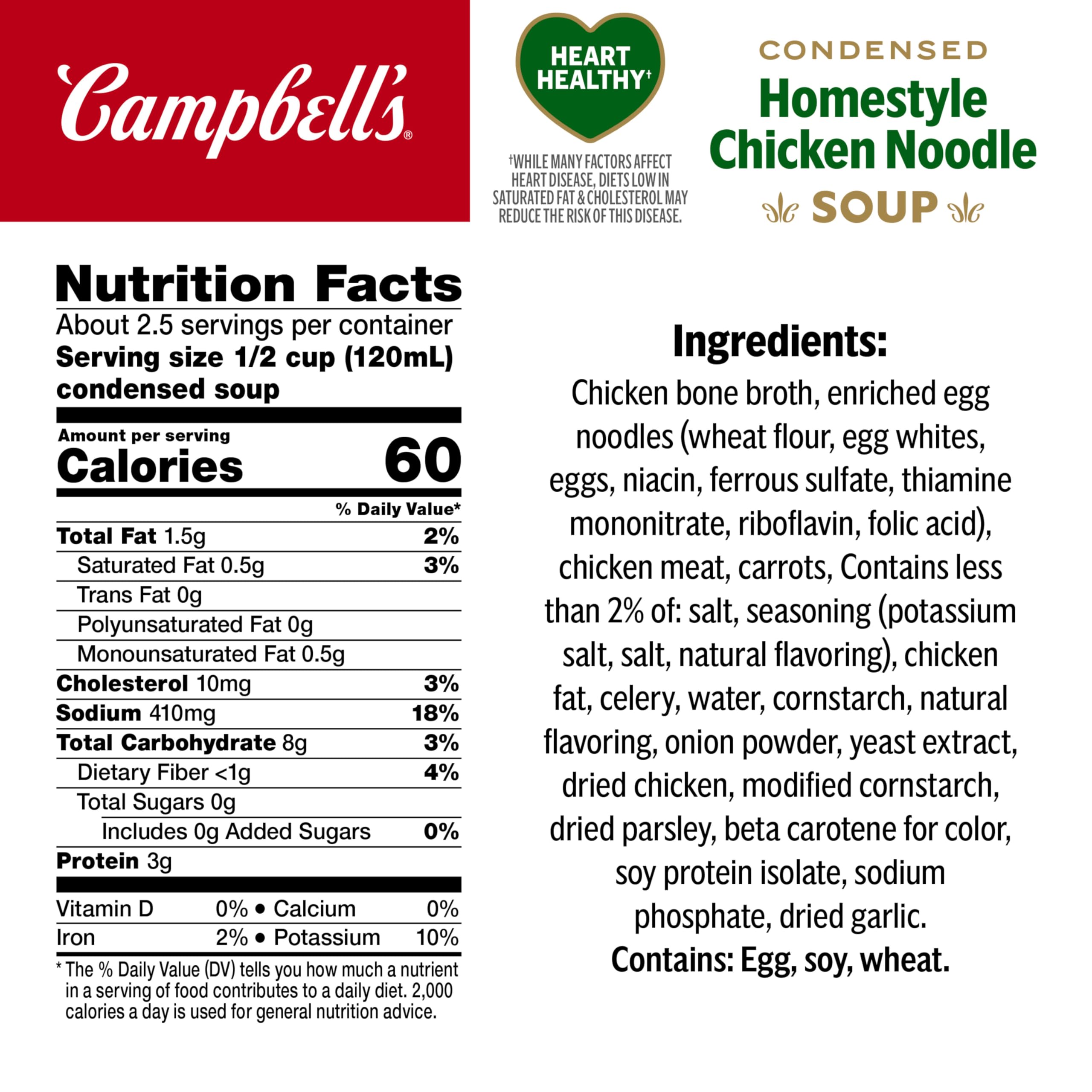 Campbell’s open can exposing egg noodles and bone broth for hearty texture benefit