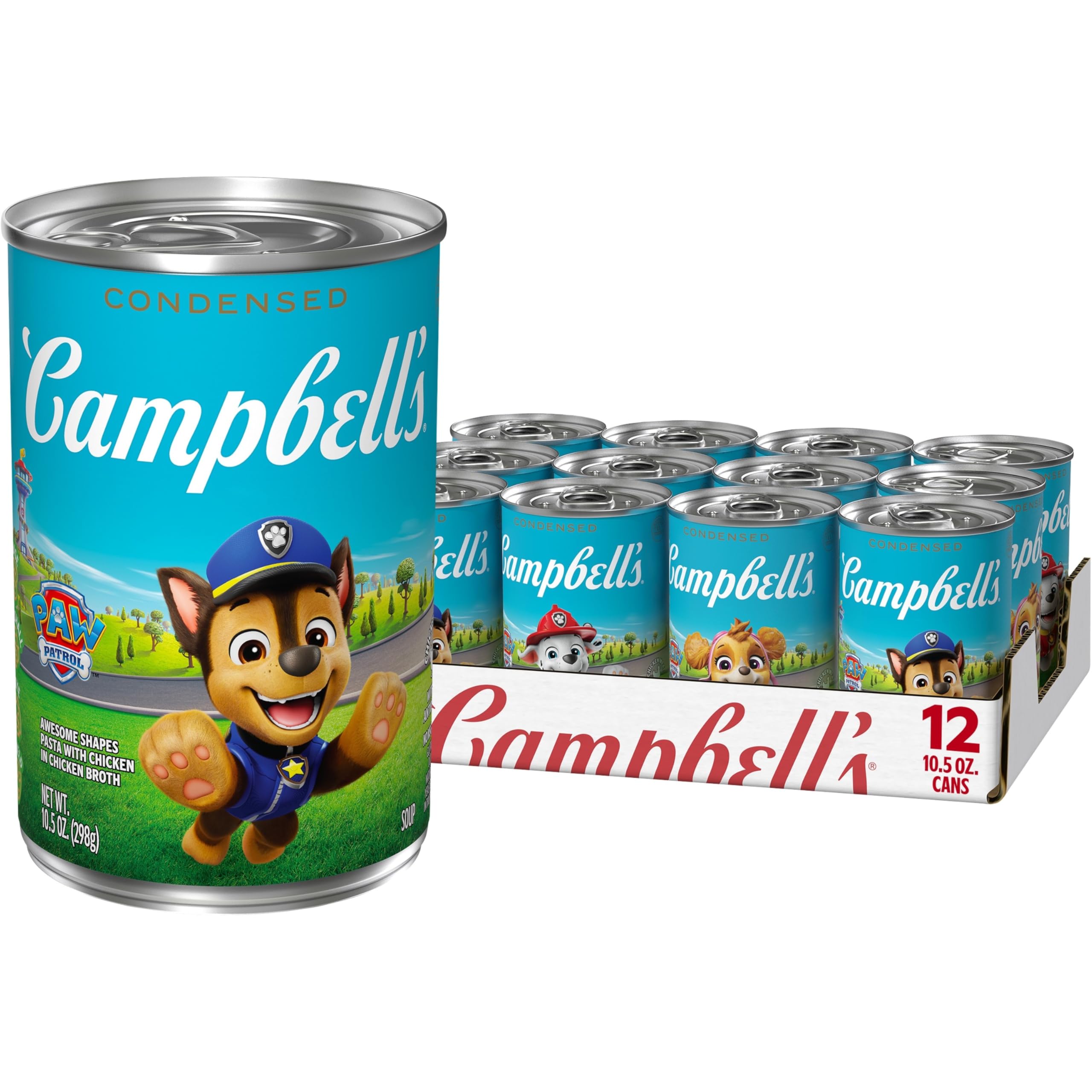 Campbell's front packaging showing Paw Patrol shapes and kid-friendly appeal