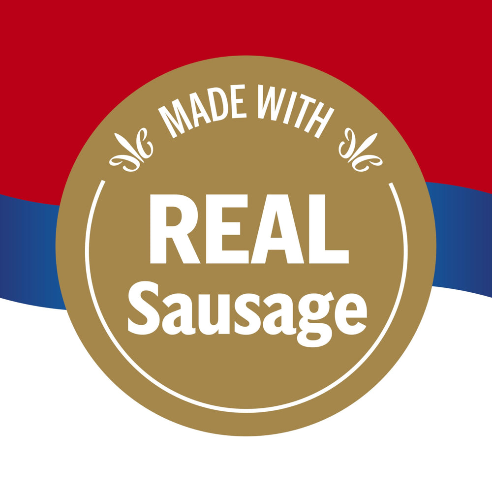 Campbell’s close-up of creamy gravy texture, shows real sausage pieces benefit