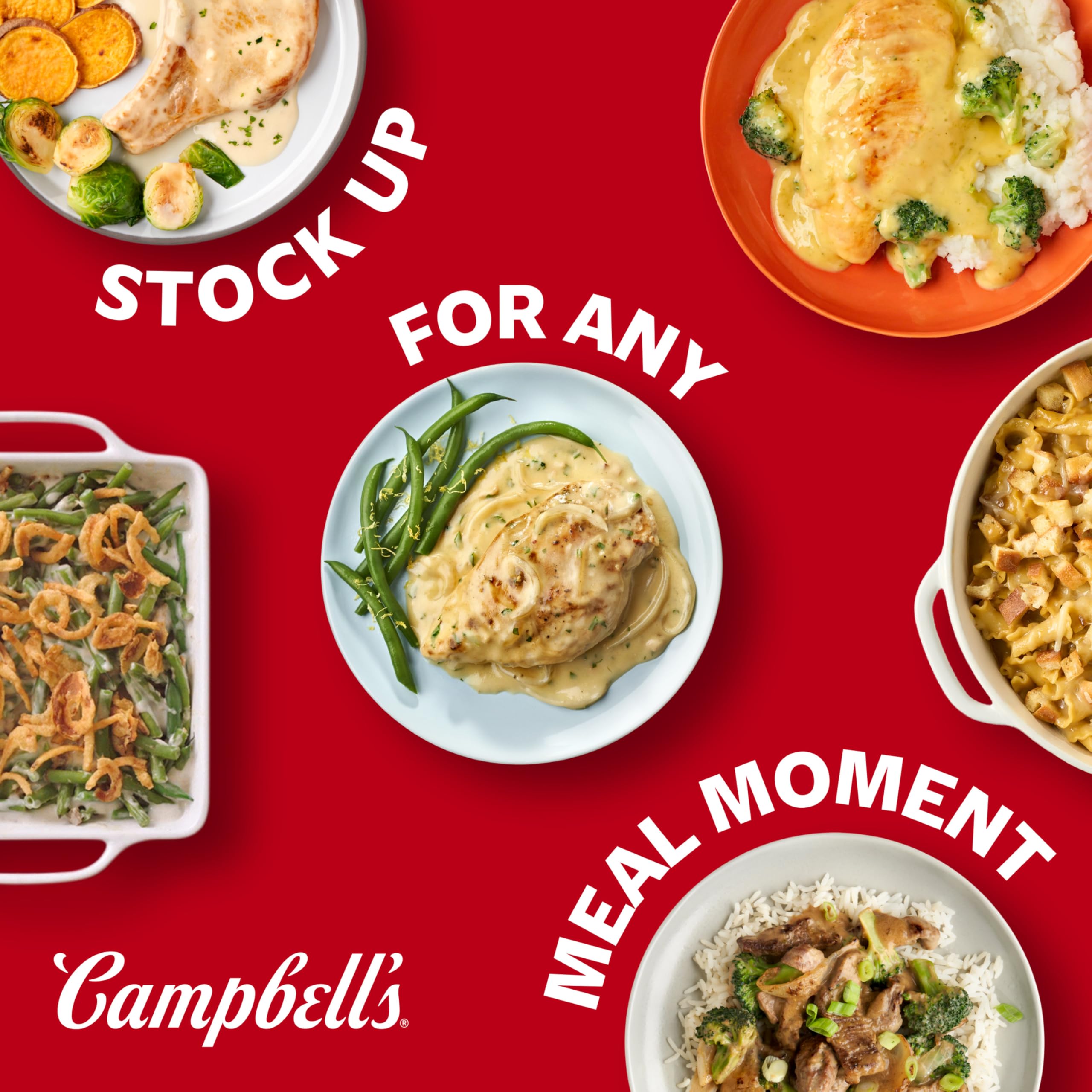 Campbell's can held in hand for size and portion reference benefit