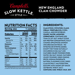 Campbell's Slow Kettle close-up of chowder texture with clams and potatoes enhancing appeal