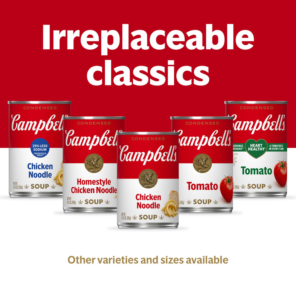 Campbell's side view of can showing recyclable packaging and storage benefit