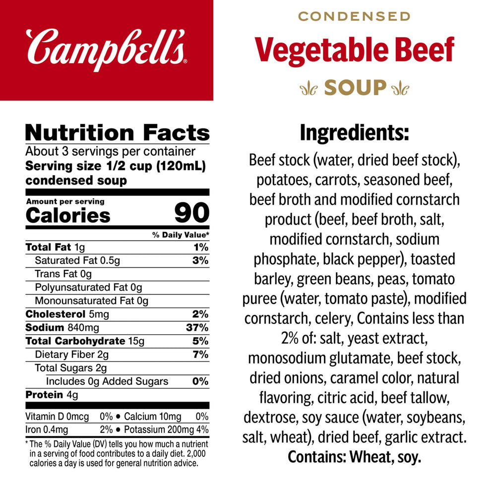 Campbell's nutrition and ingredients label detail for informed ingredient choices