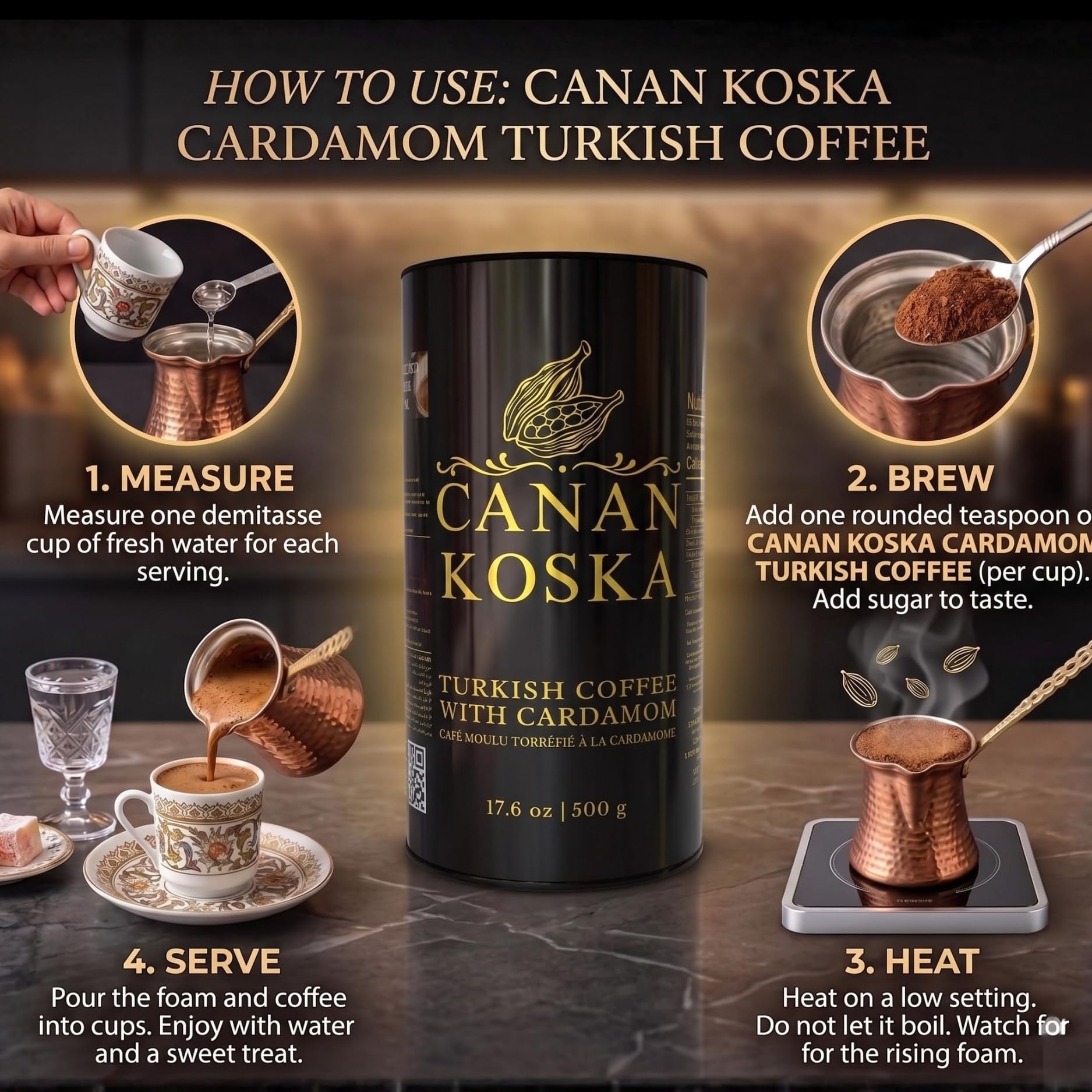 Canan Koska served cup with kaimaki foam for authentic flavor