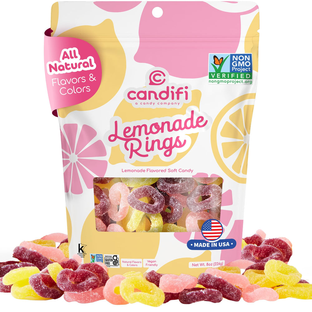 Candifi lemonade rings in a bowl at a party for sharing convenience