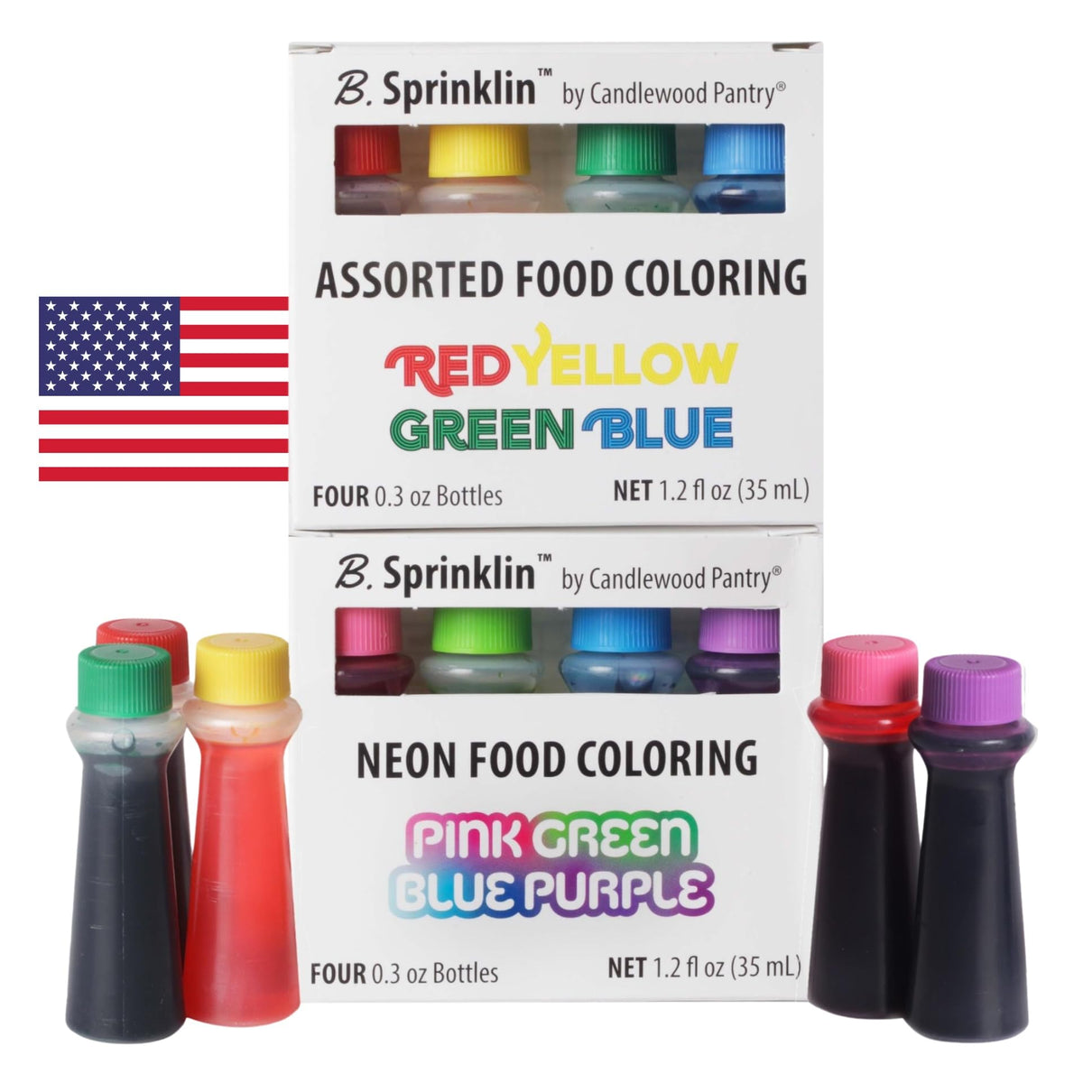 Candlewood Pantry B. Sprinklin front packaging showing eight bottles and color range for easy selection