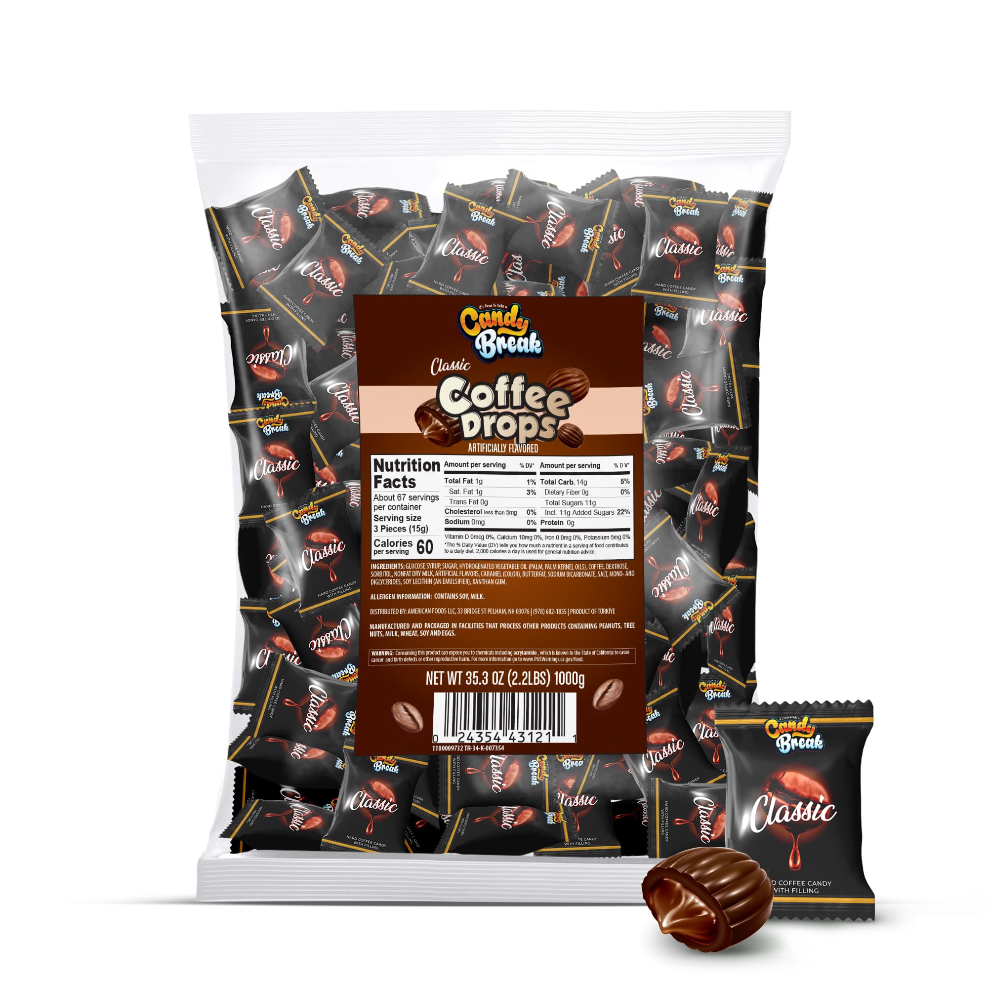 CANDY BREAK front packaging shows bulk bag and branding, easy grab-and-share