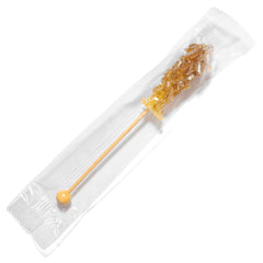 Candy Envy close-up of amber rock candy crystals highlighting pure sugar texture