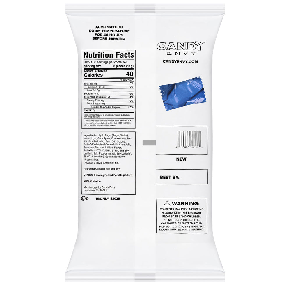 Candy Envy bag label and nutrition panel visible, easy product identification