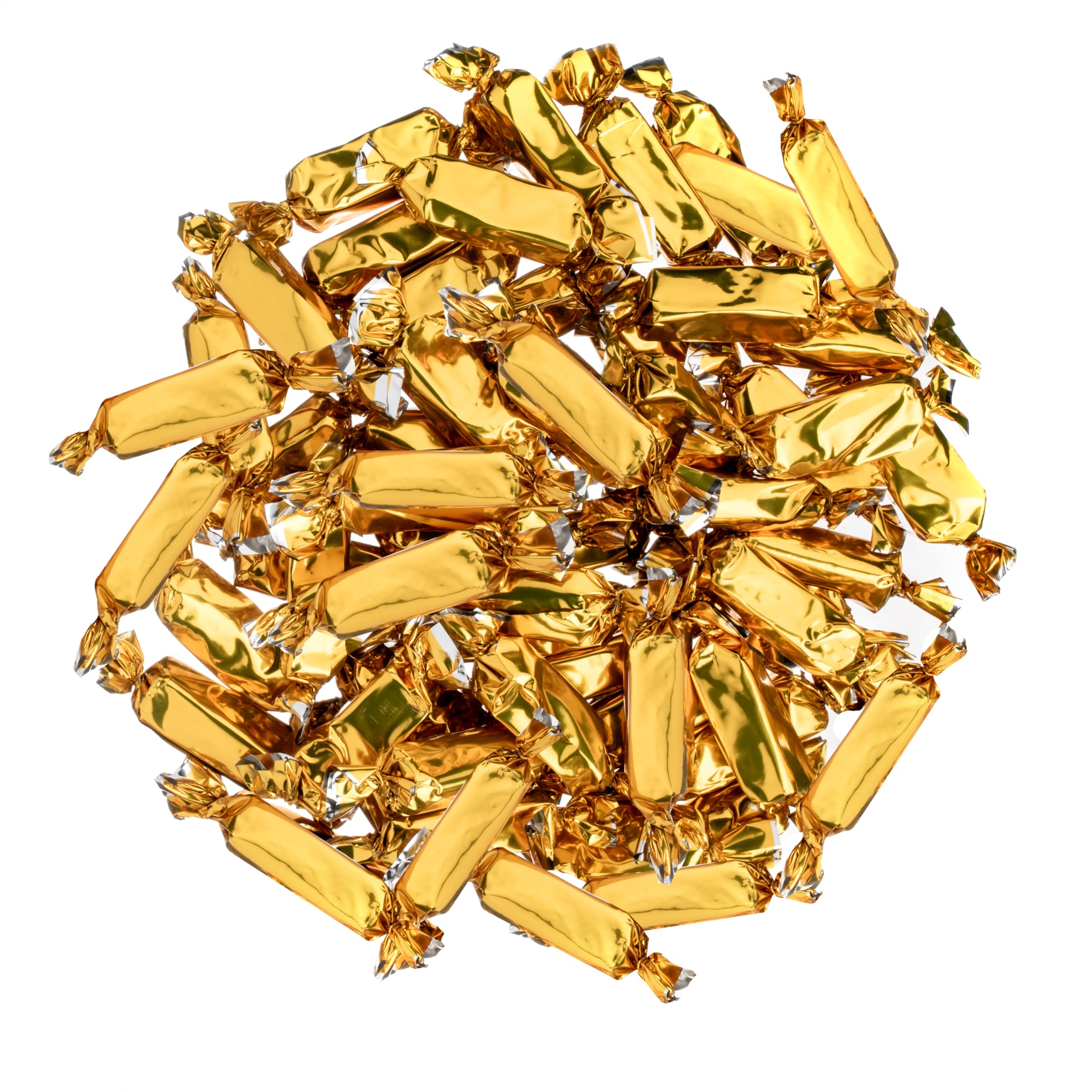 Candy Envy bowl on event table with gold caramels, enhances party presentation