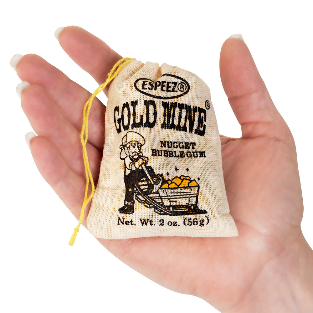 Candy Envy open drawstring satchel with visible gum nuggets offering easy portioning and access