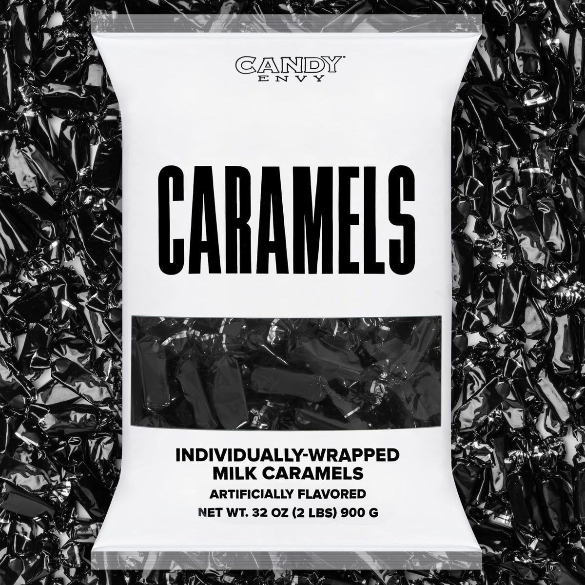 Candy Envy front packaging showing black wrapper and 2 lb bag, premium presentation