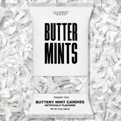 Candy Envy front packaging showing 13 oz bag and thank you wrappers for quick setup
