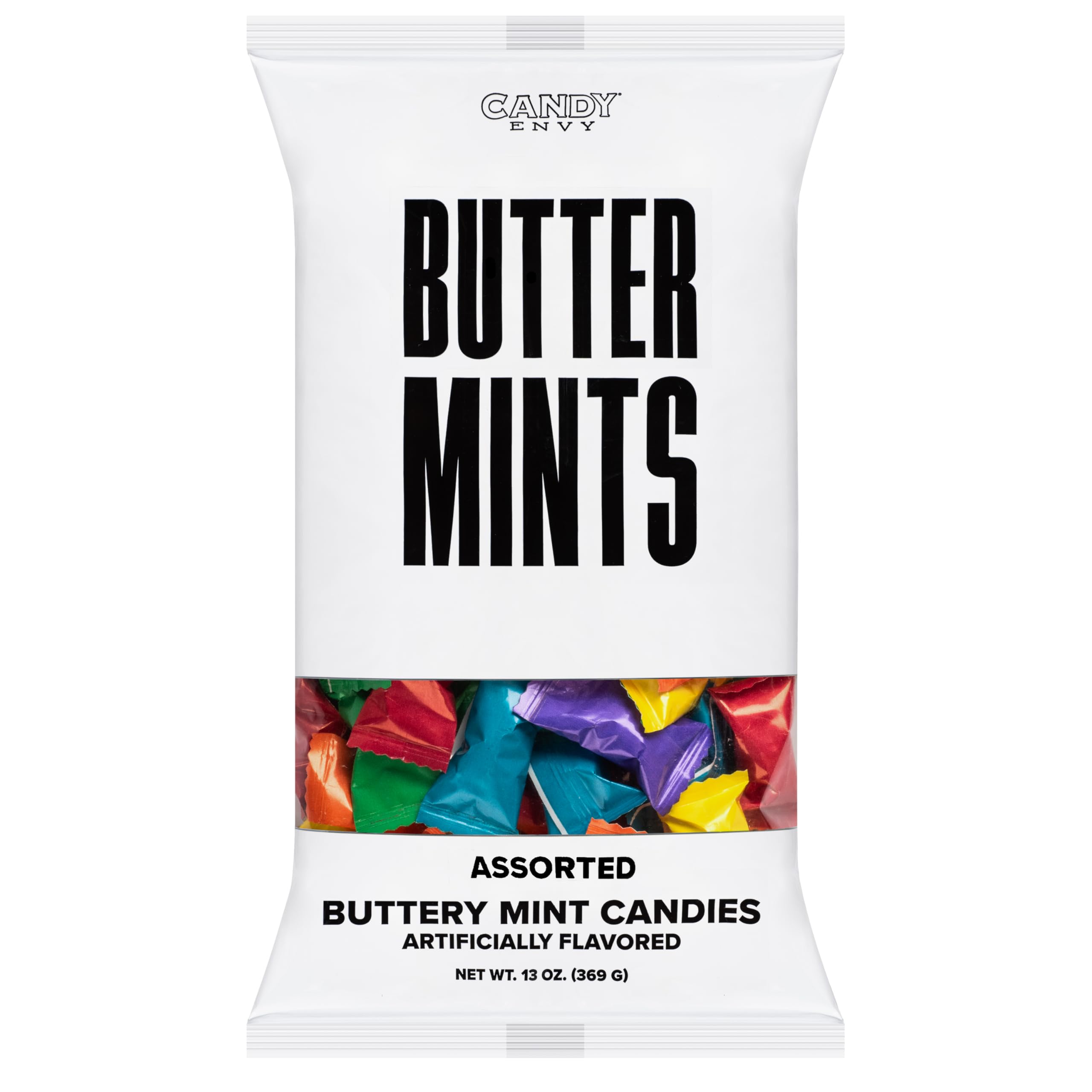 Candy Envy mints in a glass bowl on a table ideal for events and guest sharing